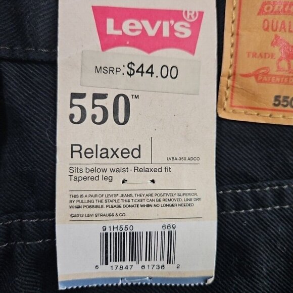 Levi's Jeans 550 Women's 10 Husky Relaxed Fit 28x26 Black Magic NWT - Picture 4 of 16